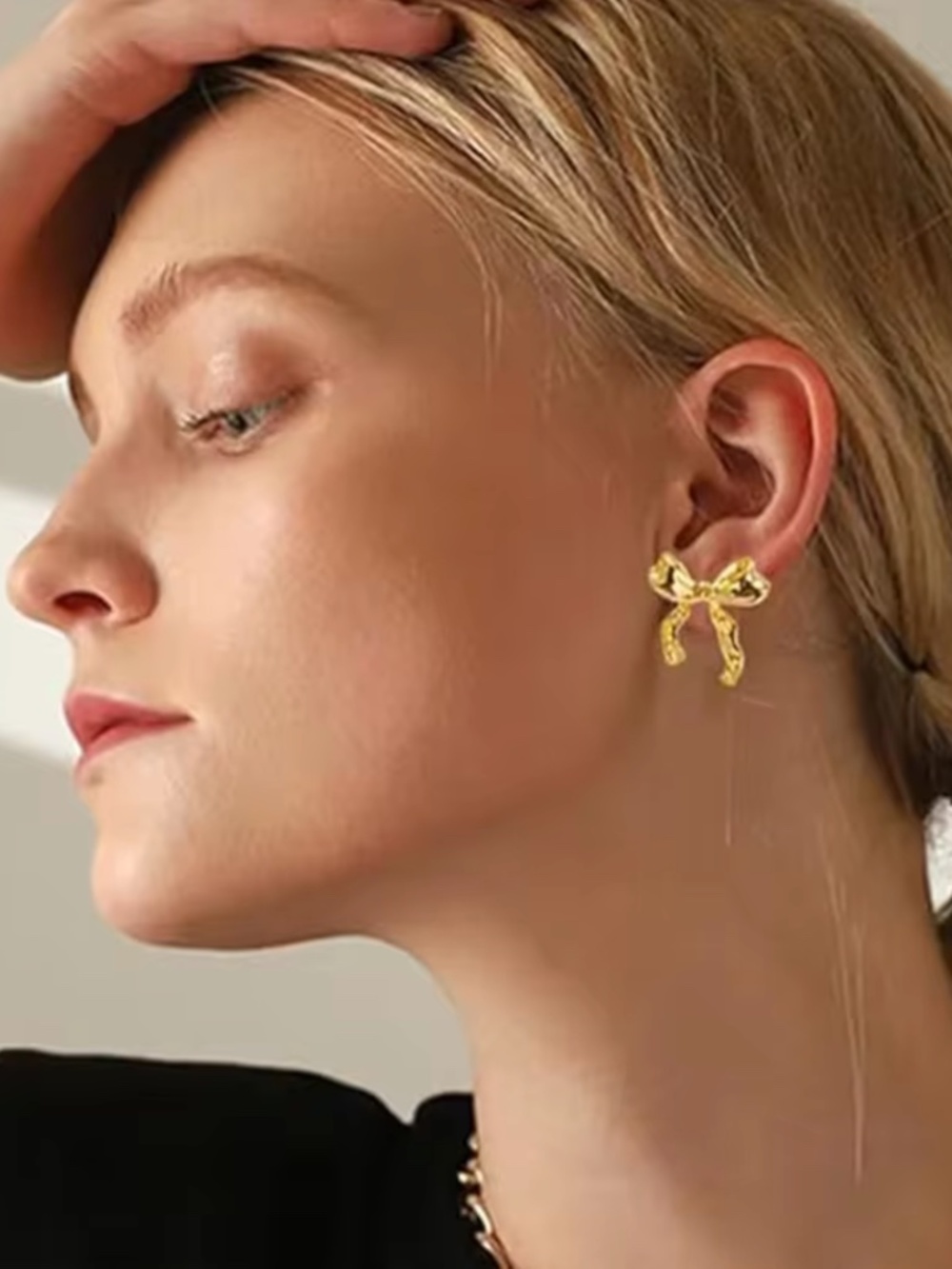 18K Gold Plated Bow Stud Earrings